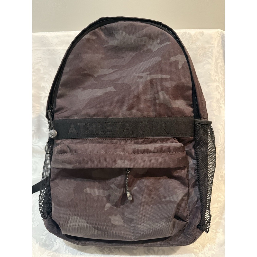 Athleta Girl Limitless Backpack Camo Purple Gray School Bookbag Travel Mesh Flaw